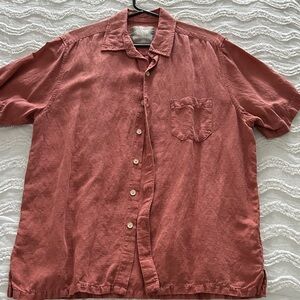 Margaritaville Men's Casual Button-Down Shirt in Warm Rust